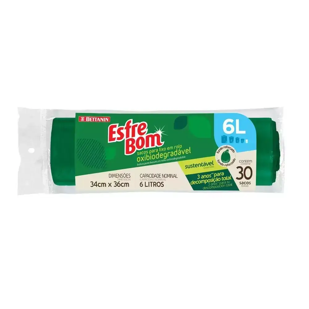 Saco para Lixo Oxibiodegradável Rolo 6 Litros EsfreBom Bettanin BT325