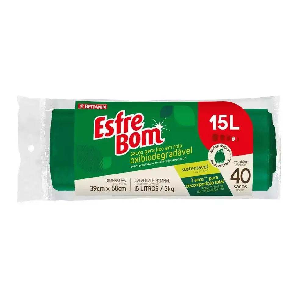 Saco para Lixo Oxibiodegradável Rolo 15 Litros EsfreBom Bettanin BT321