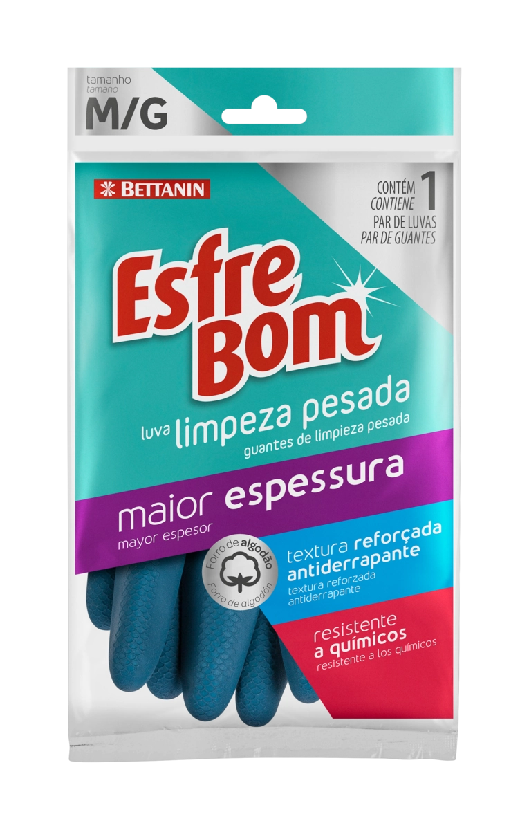 Luva Limpeza Pesada Azul Esfrebom M/g