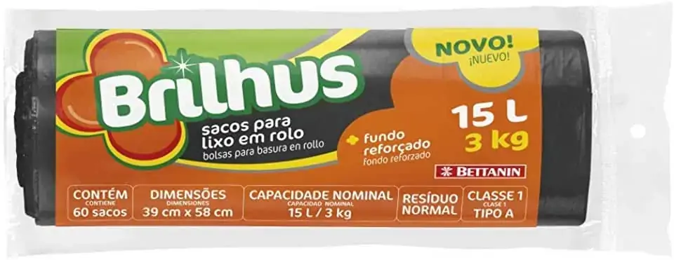 Saco Para Lixo Tipo A 15l Brilhus 60 Unidades
