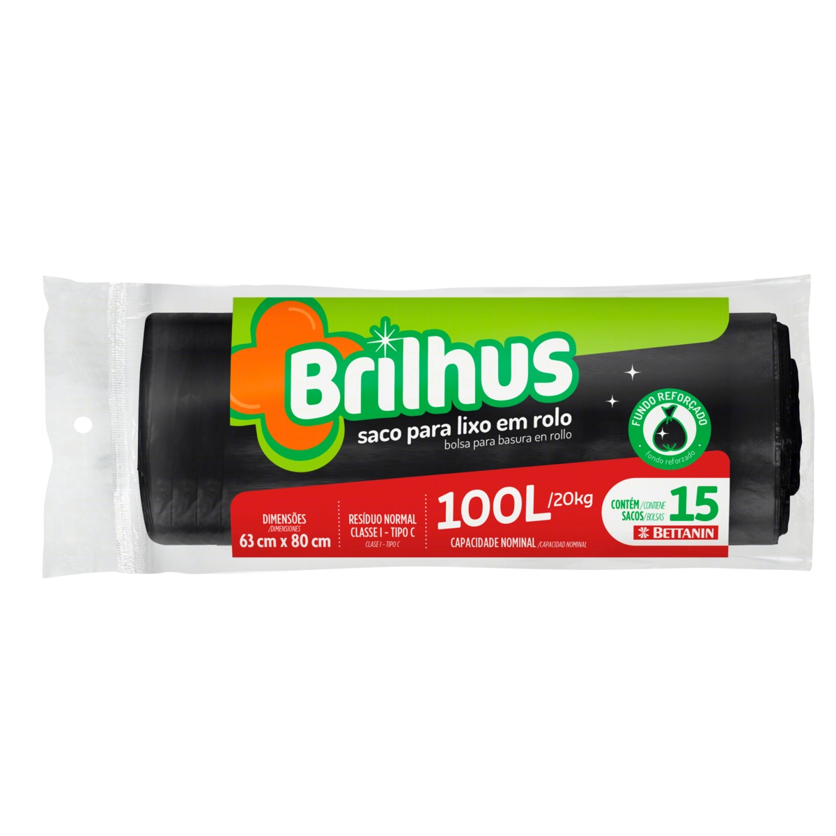 Saco Para Lixo Tipo C 100l Brilhus 15 Unidades