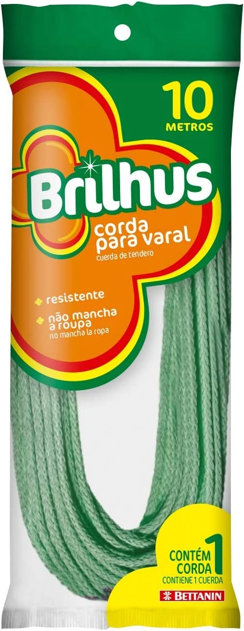 Corda Plástica Para Varal De 10 Metros, Linha Brilhus, Bettanin.