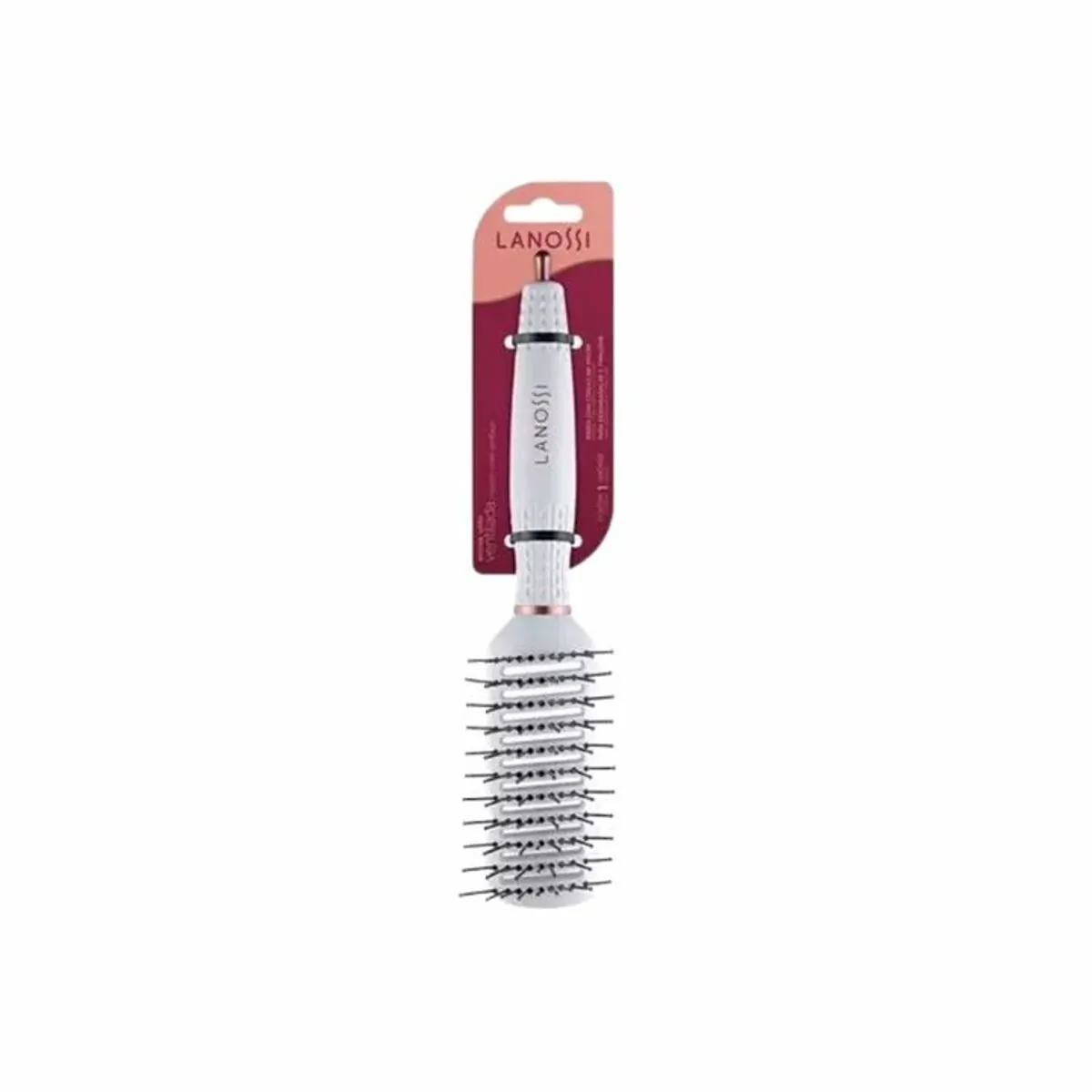 Escova De Cabelo Raquete Ventilada Cor Branca Lanossi