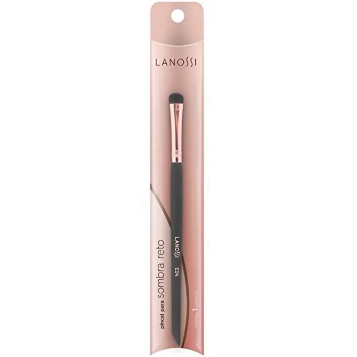 Pincel de Maquiagem Lanossi para Sombra Reto Rose Black E04