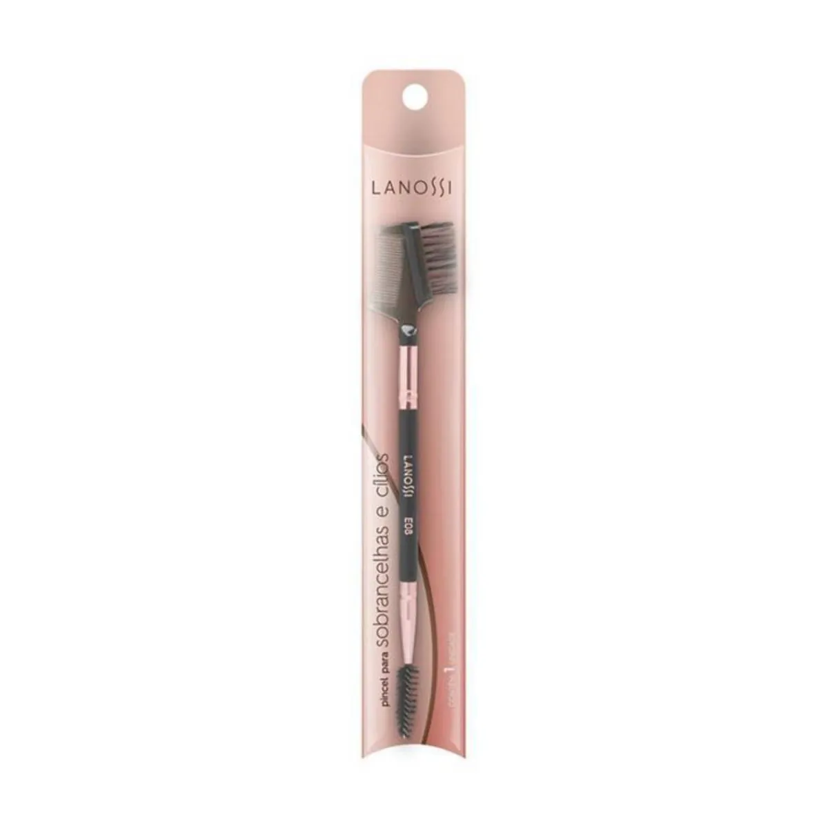 Pincel de Maquiagem Lanossi para Sobrancelha e Cílios Rose Black E08