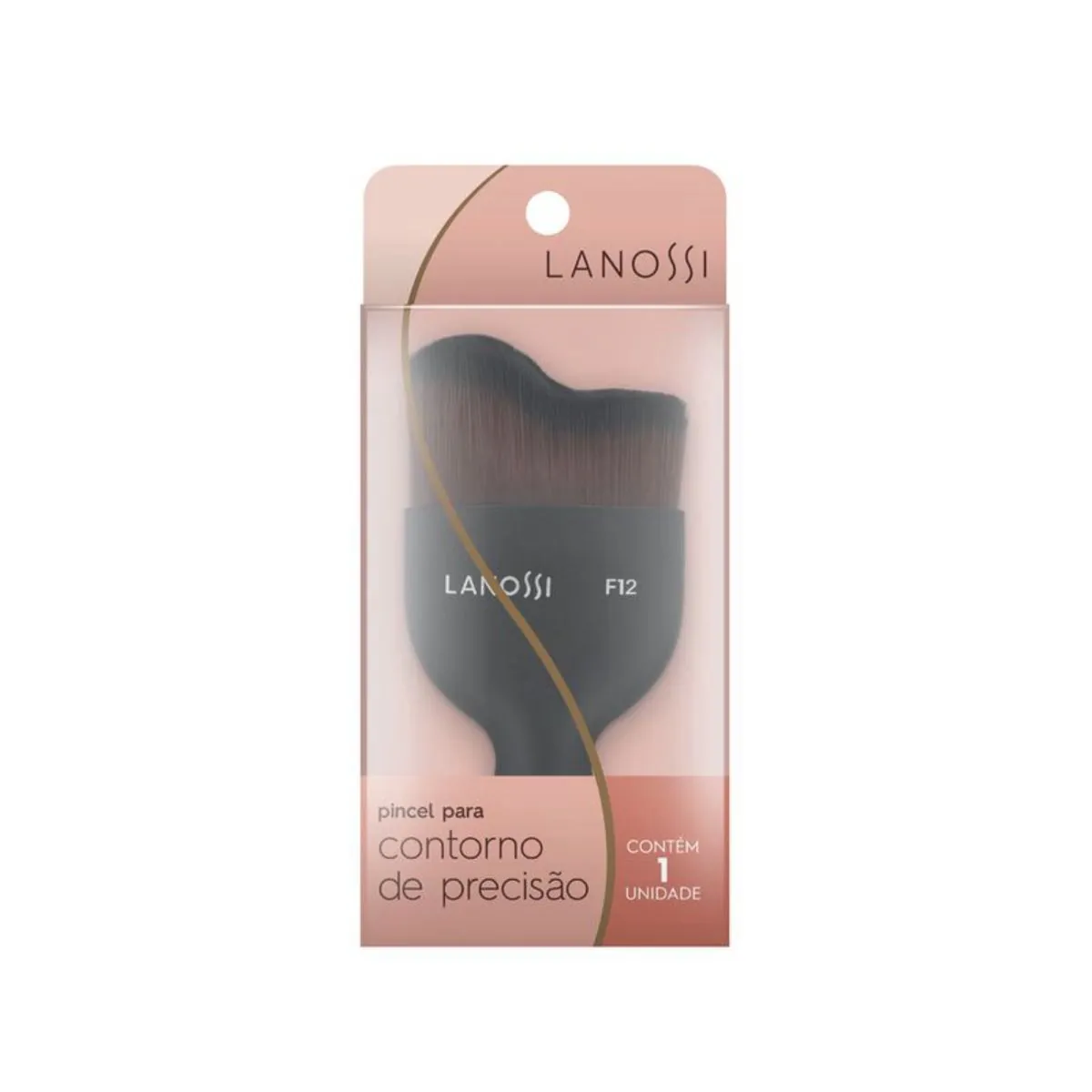 Pincel de Maquiagem Lanossi para Contorno Rose Black F12