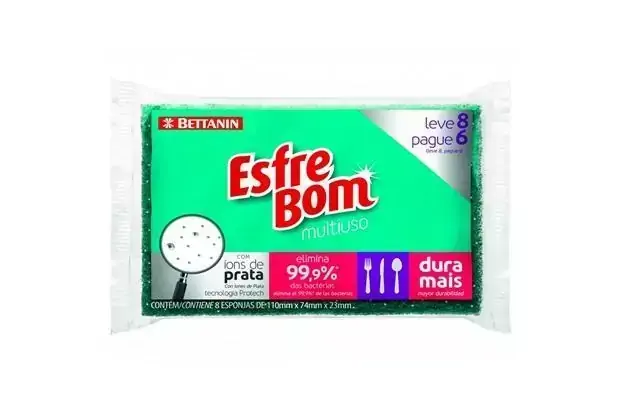 Esponja Multiúso Esfrebom Protege Unhas Verde Leve 8 Pague 6 Unidades