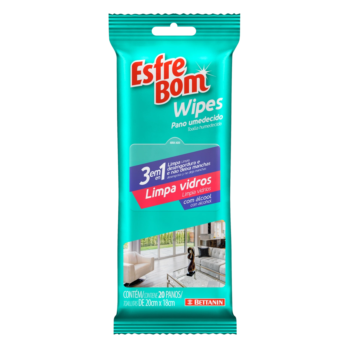 Pano Umedecido Cozinha Citrus Esfrebom Wipes Pacote 20 Unidades