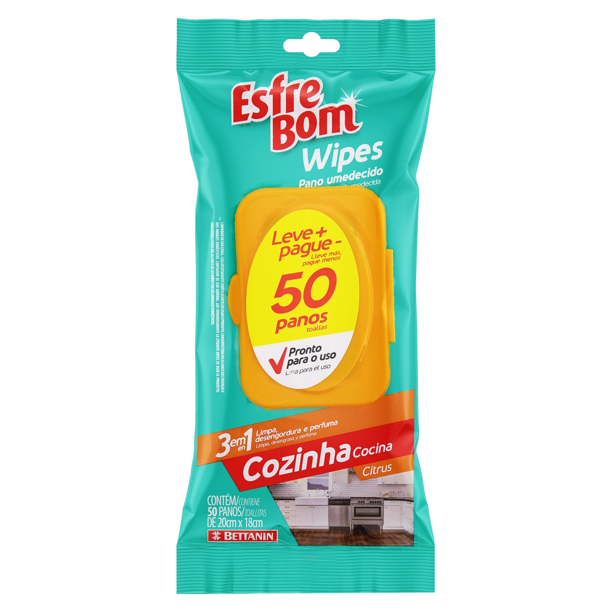 Tubo Wipes Multisuperfícies Lavanda Esfrebom Panos Umedecidos 35 Unidades Bettanin