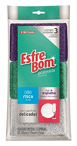 Esponja Esfrebom Prateada com 3 Unidades