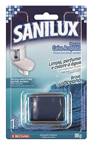 Detergente Sanitário Bloco Para Caixa Acoplada Brisa Do Oceano Sanilux 50g