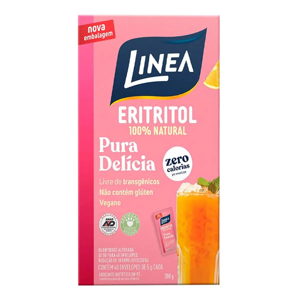 Adoçante Em Pó Eritritol Linea Pura Delícia Caixa 200g 40 Unidades
