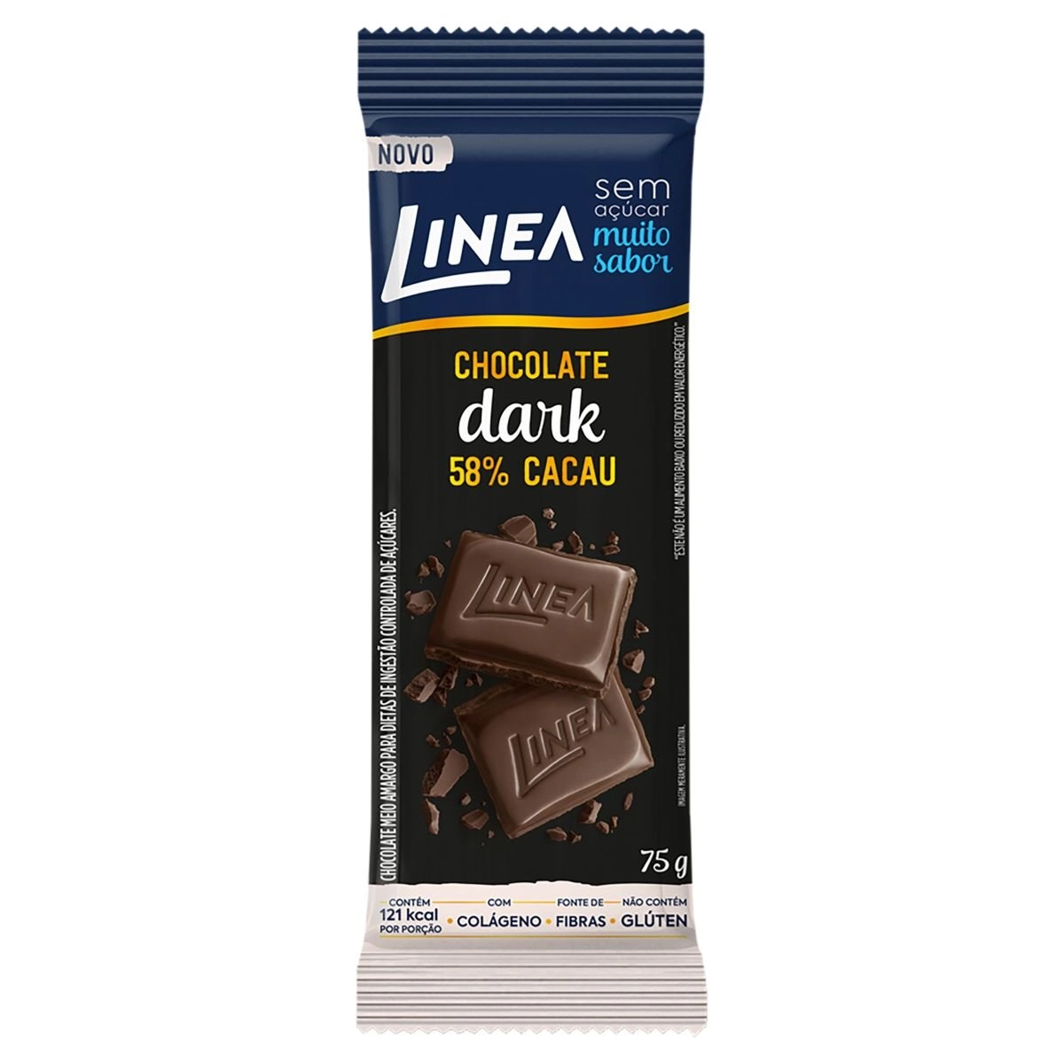 Chocolate Dark 58 Cacau Zero Açúcar Linea Pacote 75g