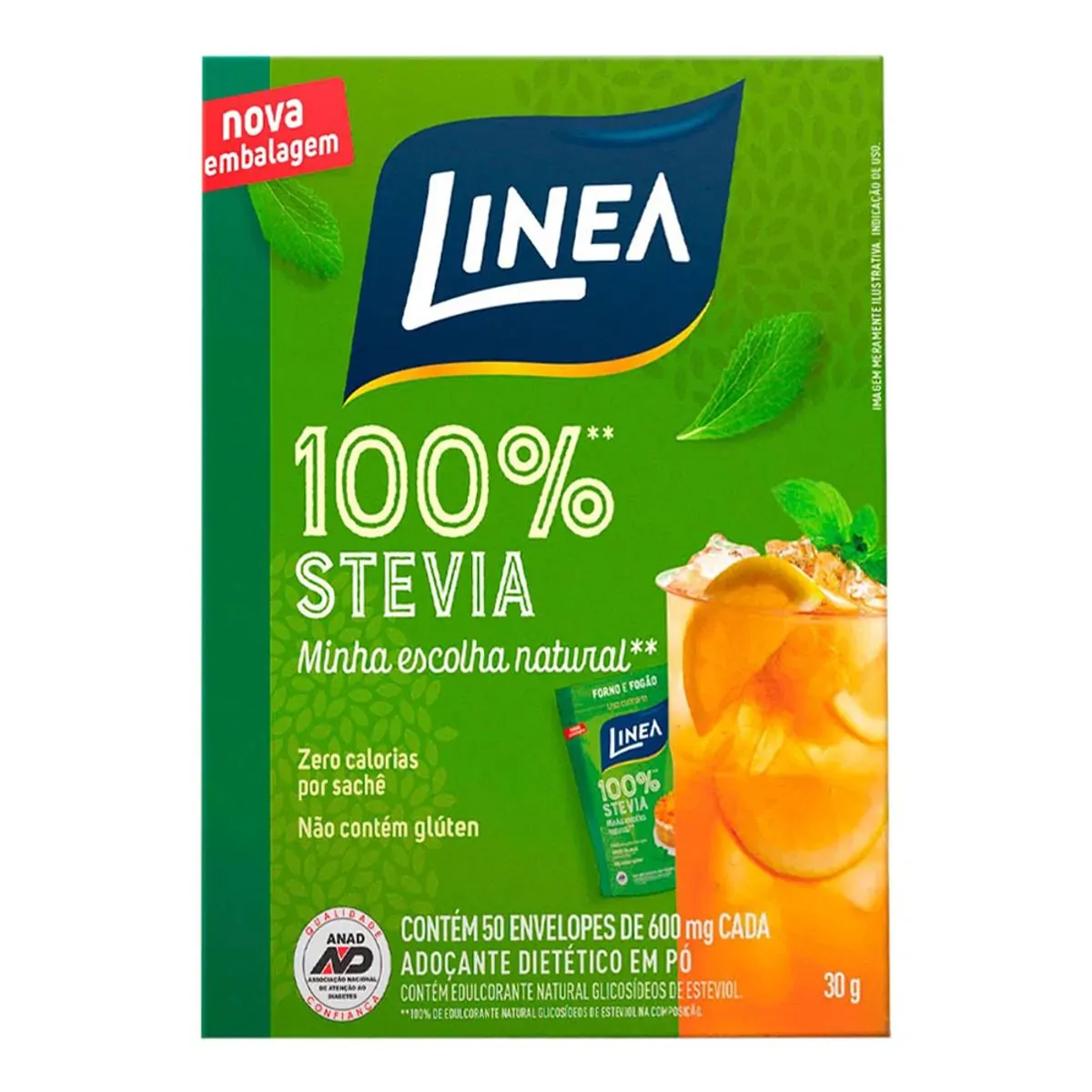 Adoçante Dietético em Pó Stévia 100% LINEA 50 Envelopes 30g