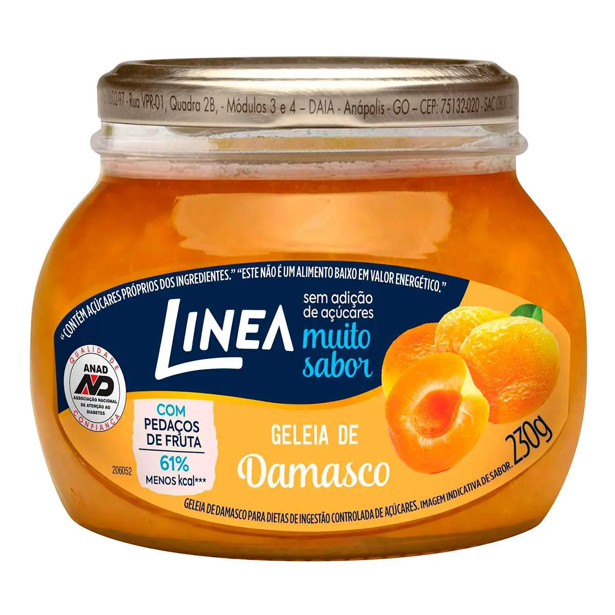 Geleia Diet de Damasco LINEA Vidro 230g