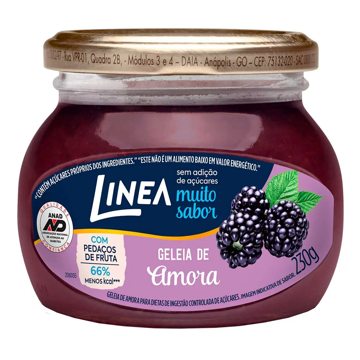 Geleia Diet de Amora LINEA Vidro 230g