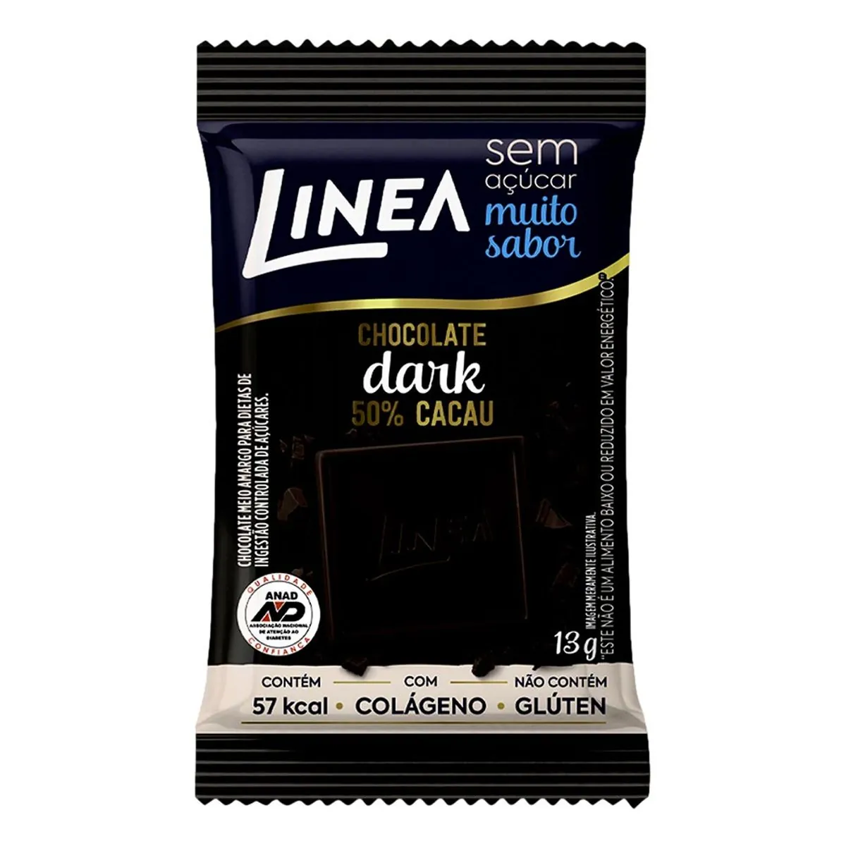 Chocolate Dark 50 Cacau Zero Açúcar Linea Caixa 195g 15 Unidades