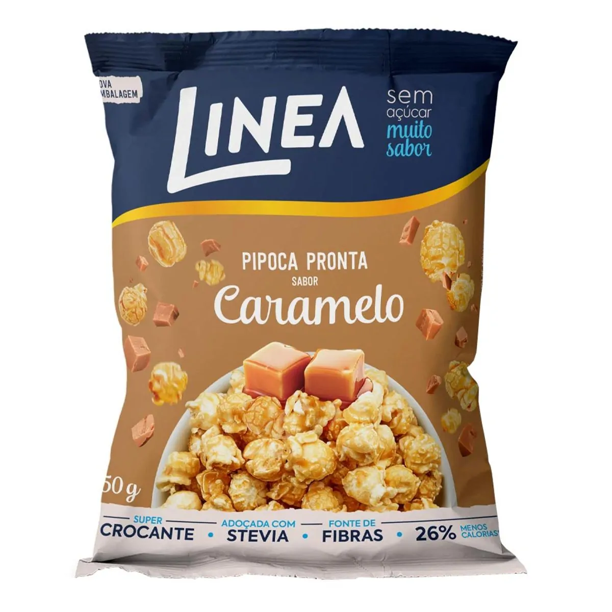 Pipoca Pronta Caramelo Zero Açúcar Linea Pacote 50g