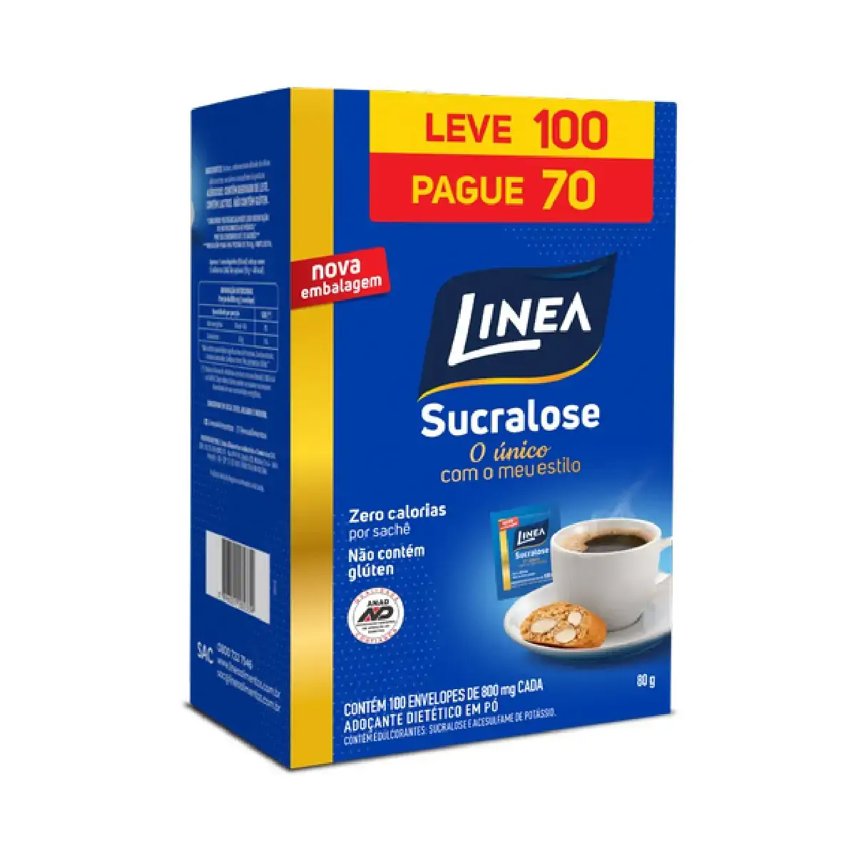 Adoçante em Pó LINEA 40g Caixa com 100 Envelopes de 800mg