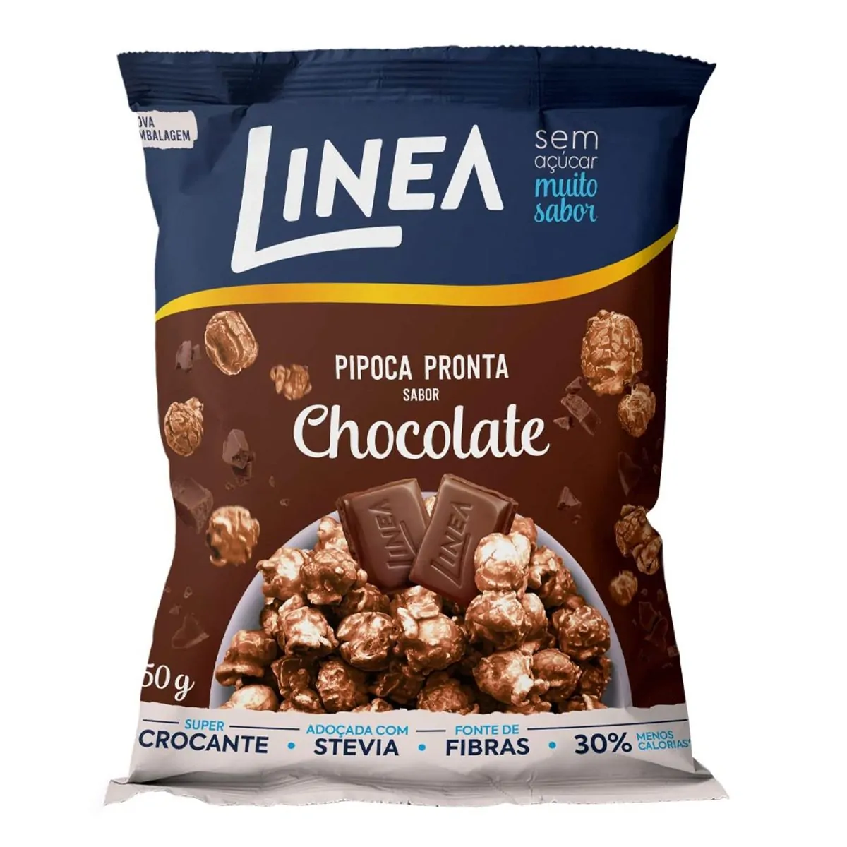 Pipoca Pronta Chocolate Zero Açúcar Linea Pacote 50g
