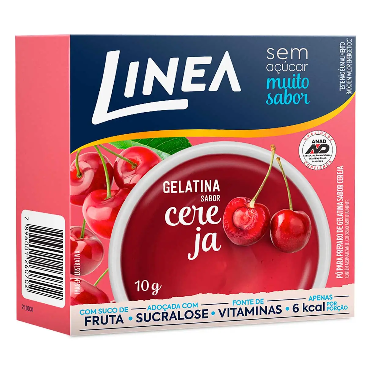 Gelatina Pó Cereja Zero Açúcar Linea Caixa 10g