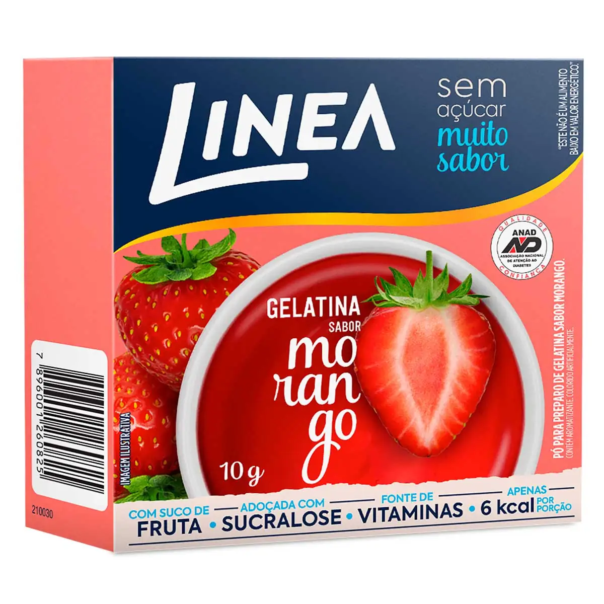 Gelatina Pó Morango Zero Açúcar Linea Caixa 10g