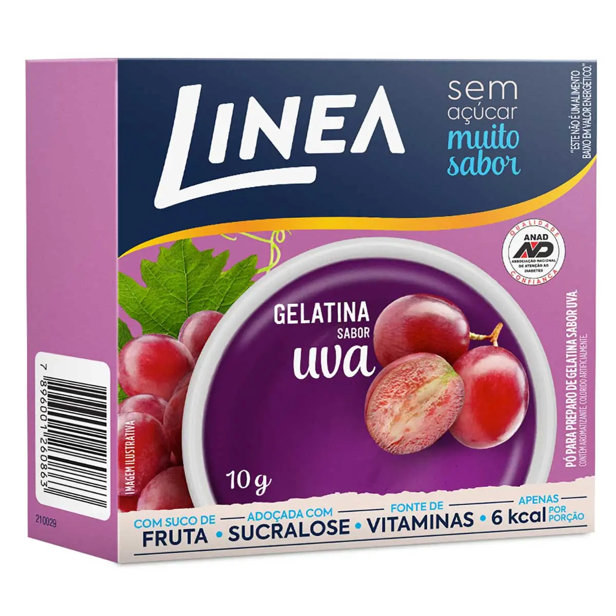 Gelatina Pó Uva Zero Açúcar Linea Caixa 10g