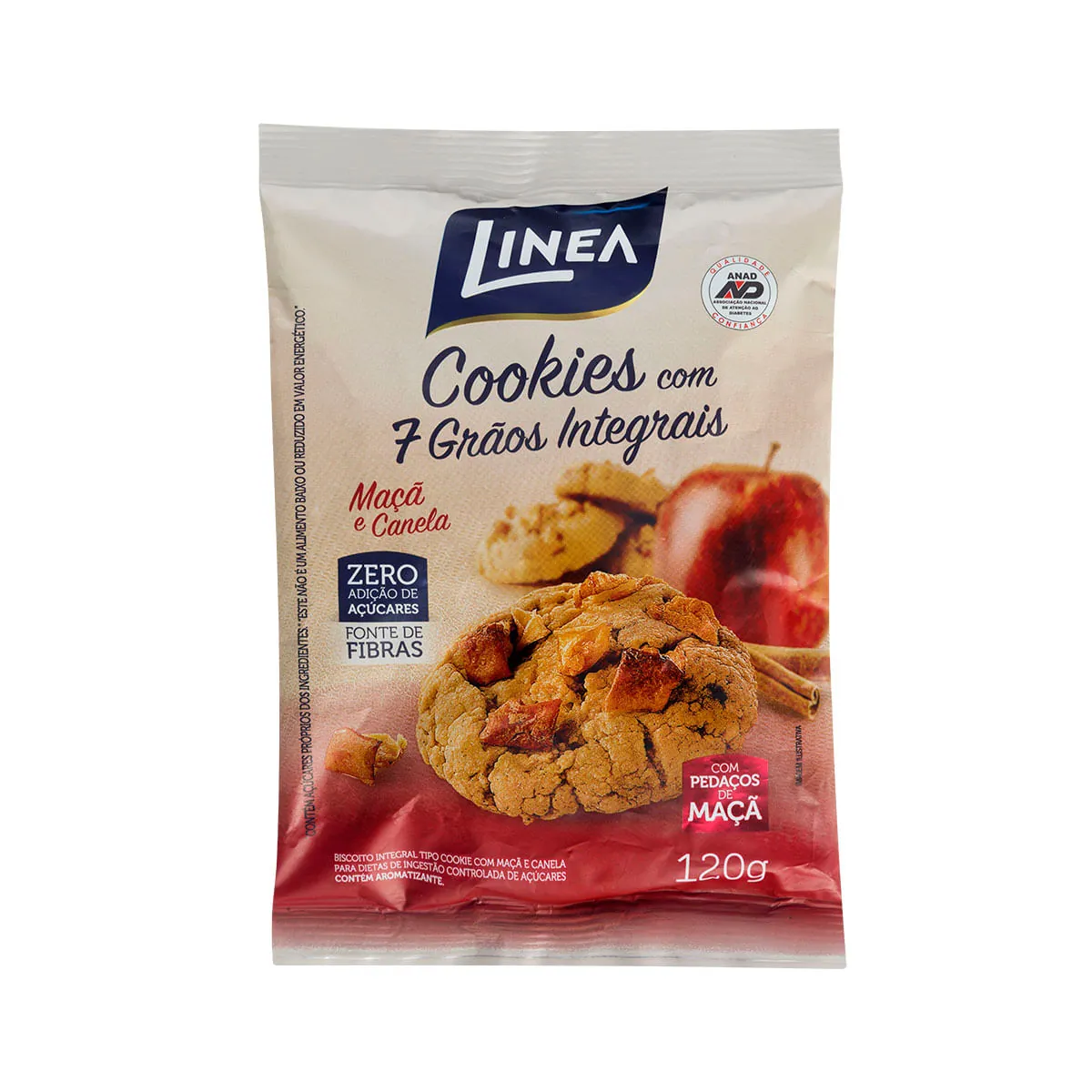 Cookies com 7 Grãos Integrais Maça e Canela Linea 120g