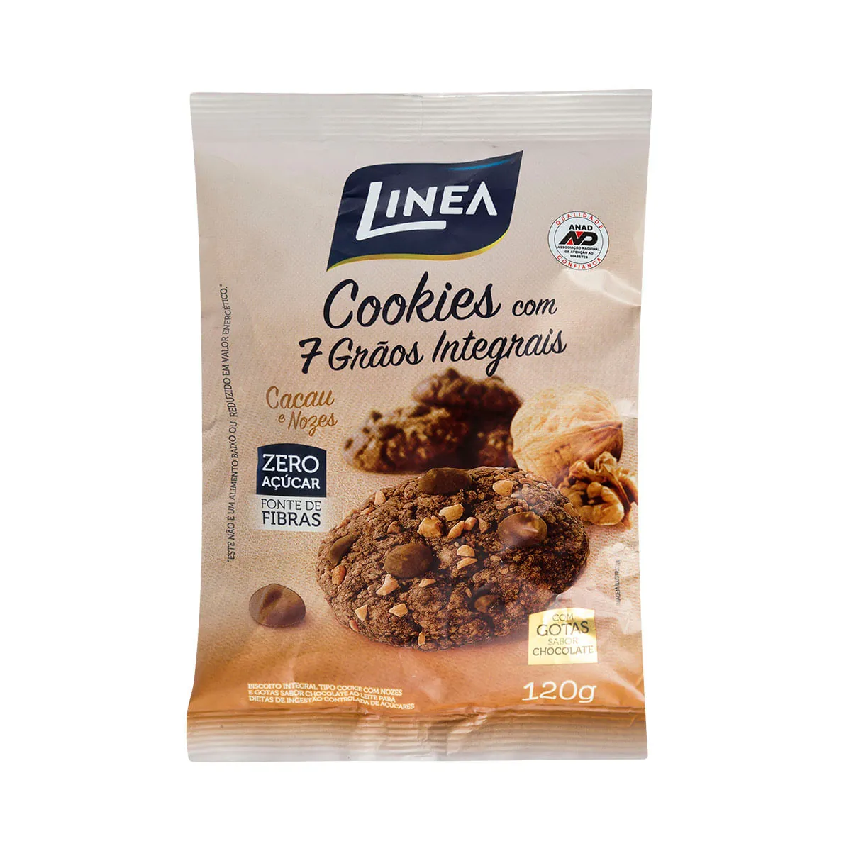 Cookies com 7 Grãos Integrais Cacau e Nozes Linea 120g