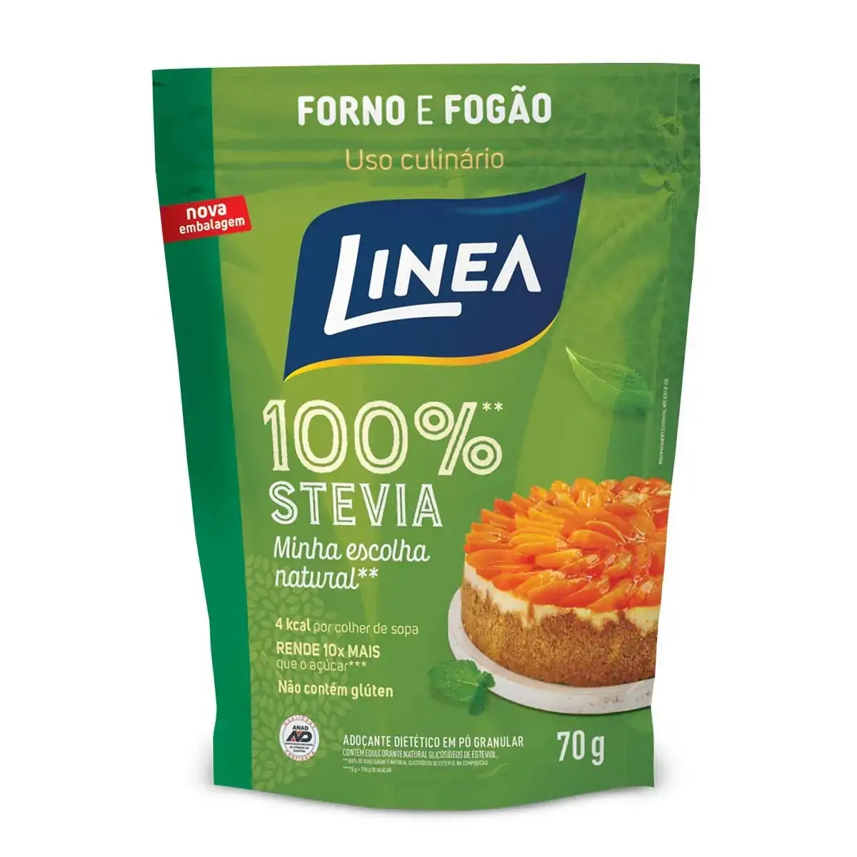 Adoçante Em Pó Stevia Culinário Linea Forno Fogão Pouch 70g