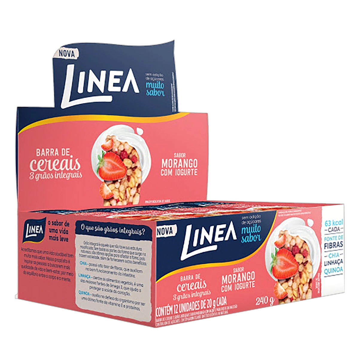 Linea Barra De Cereais 3 Grãos Morango Com Iogurte 12 U