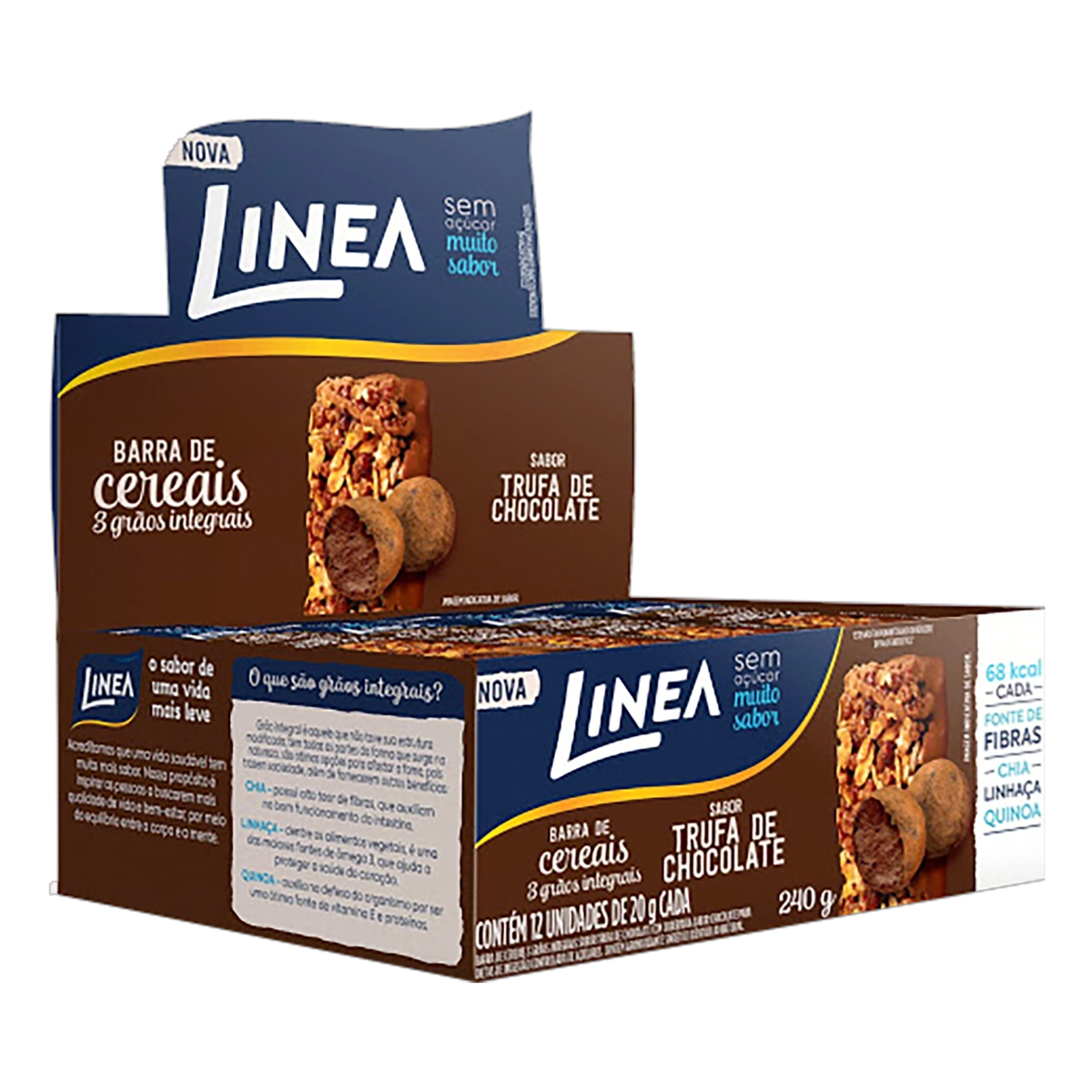 Linea Barra Cereais 3 Grãos Integrais Trufa Chocolate  12 Unid.