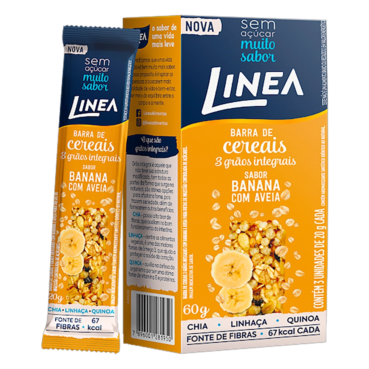 Linea Barra De Cereais 3 Grãos Integrais Banana C/ Aveia 3 U