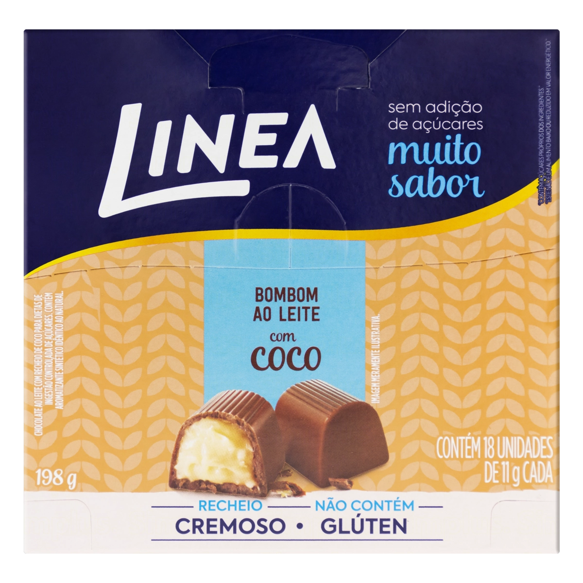 Bombom Ao Leite Com Coco Linea Caixa 198g 18 Unidades
