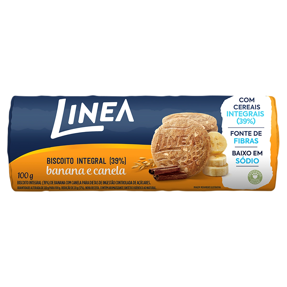 Biscoito Integral Banana e Canela Linea Pacote 120g