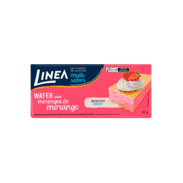 Biscoito Wafer Vegano Integral Recheio Merengue De Morango Linea Pacote 105g