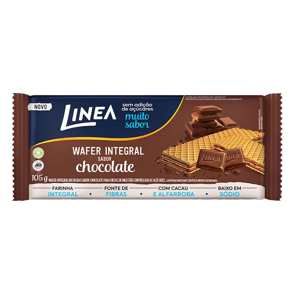 Biscoito Wafer Vegano Integral Recheio Chocolate Linea Pacote 105g