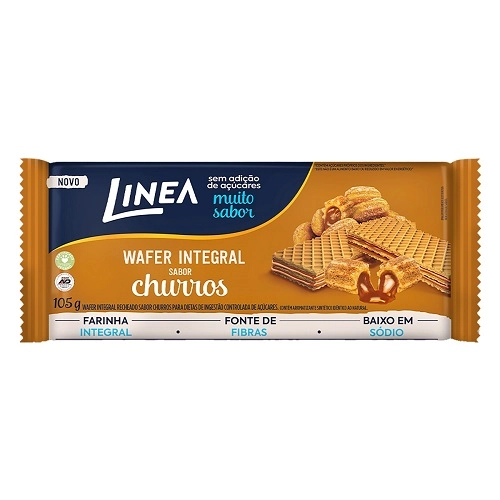 Biscoito Wafer Vegano Integral Recheio Churros Linea Pacote 105g