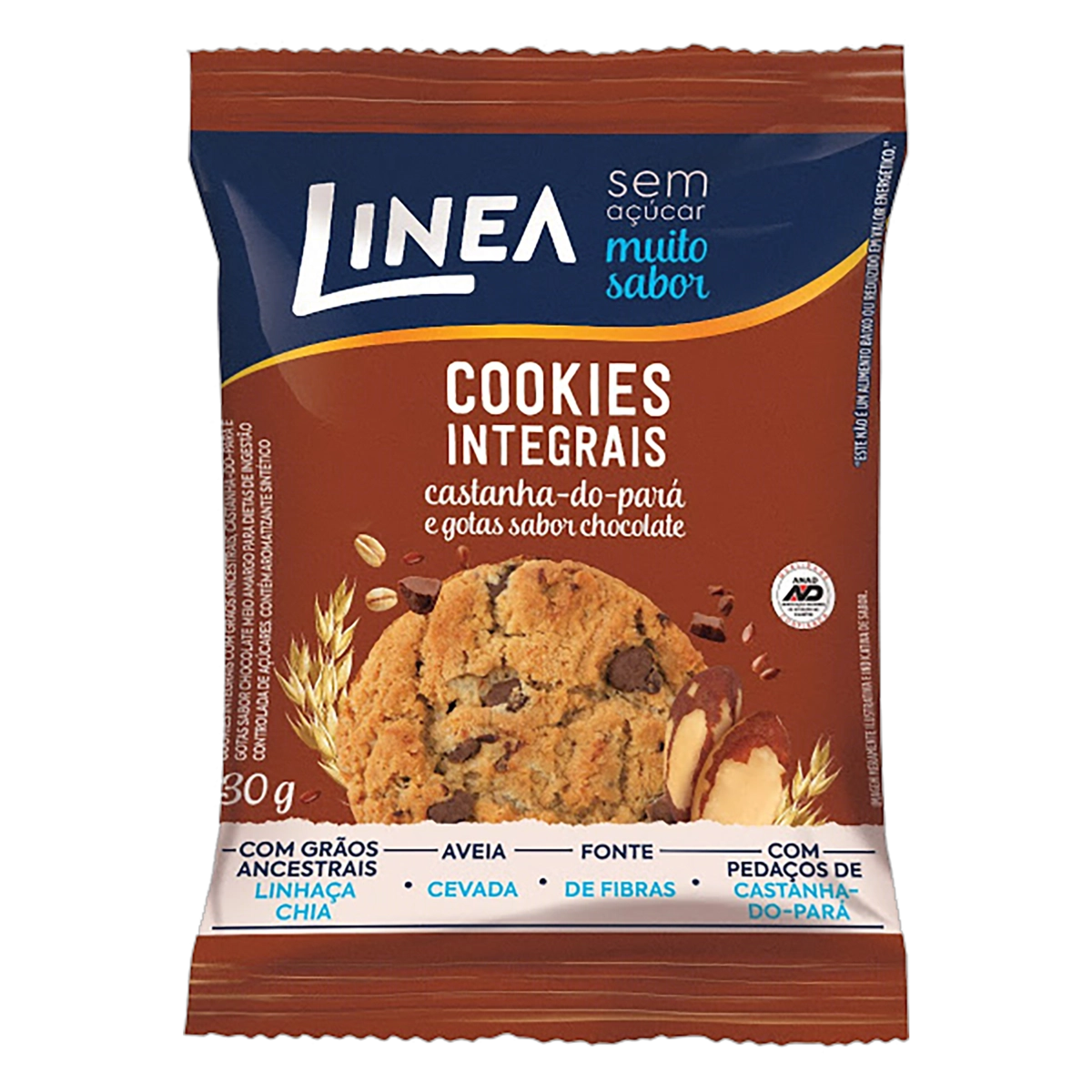 Biscoito Cookie Integral Castanha Do Pará E Gotas Chocolate Zero Açúcar Linea Pacote 30g