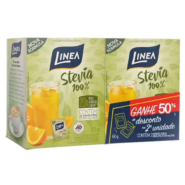 Pack Adoçante Em Pó Stevia Linea Caixa 60g 2 Unidades Grátis 50 De Desconto Na 2 Unidade