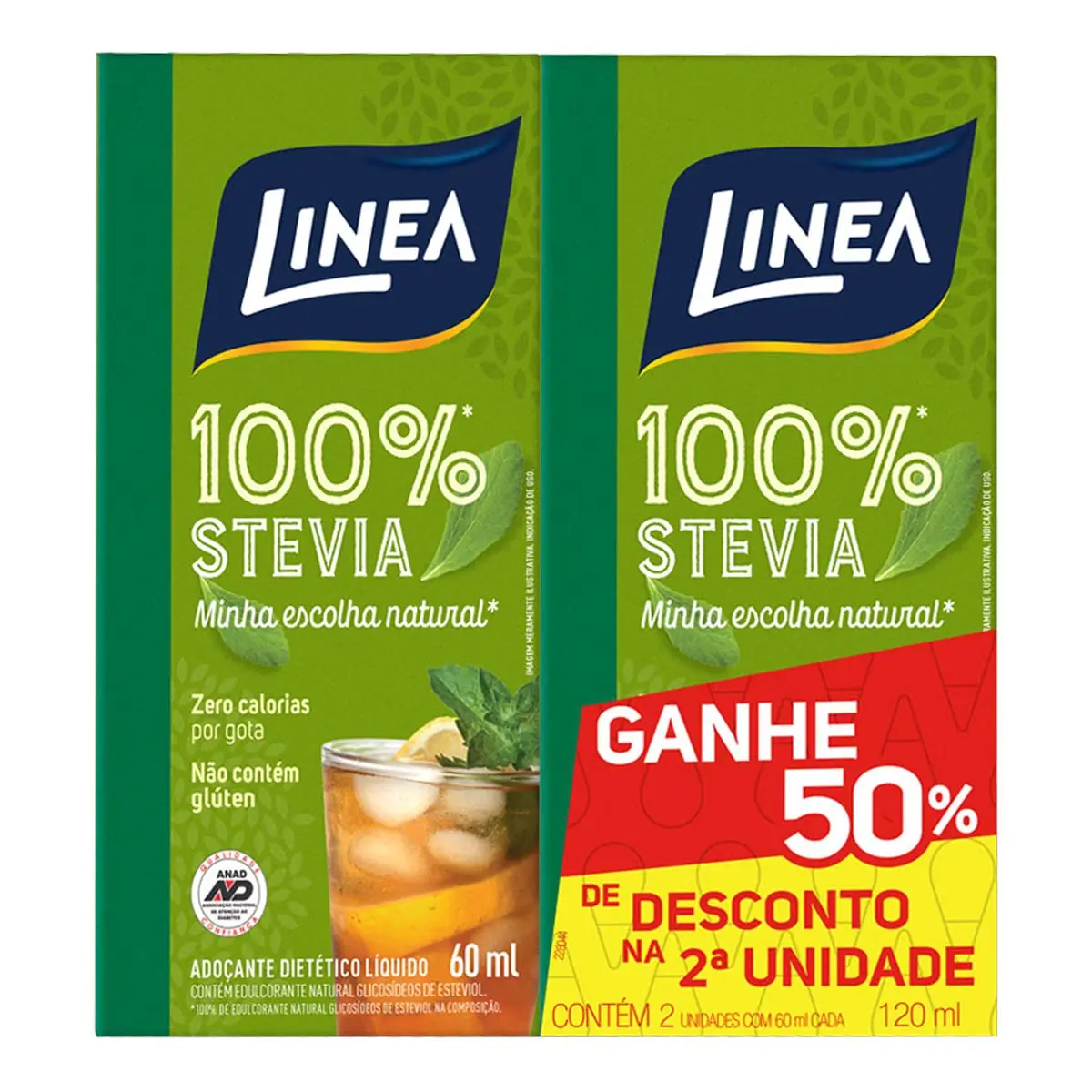 Pack Adoçante Líquido Stevia Linea Caixa 120ml 2 Unidades Grátis 50 De Desconto Na 2 Unidade