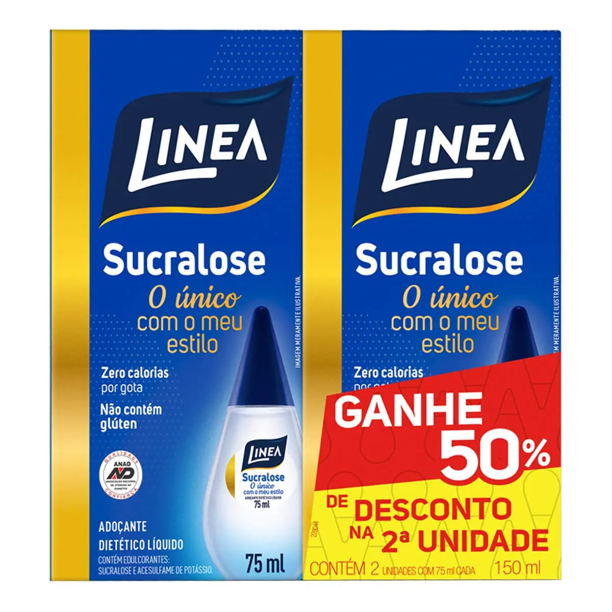 Pack Adoçante Líquido Sucralose Linea Caixa 150ml 2 Unidades Grátis 50 De Desconto Na 2 Unidade
