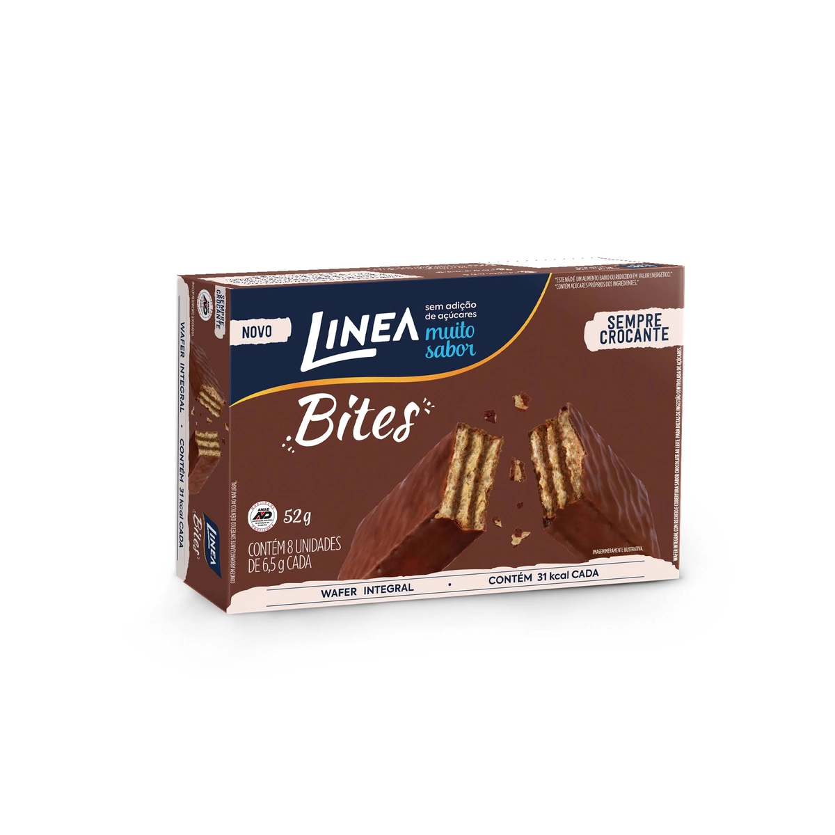 Linea Bites Mini Wafer Ao Leite 52G - 8 Unidades