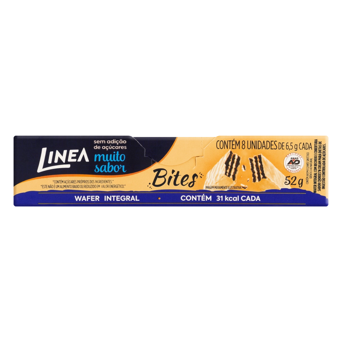 Linea Bites Mini Wafer Cookies´N Cream 52G - 8 Unidades