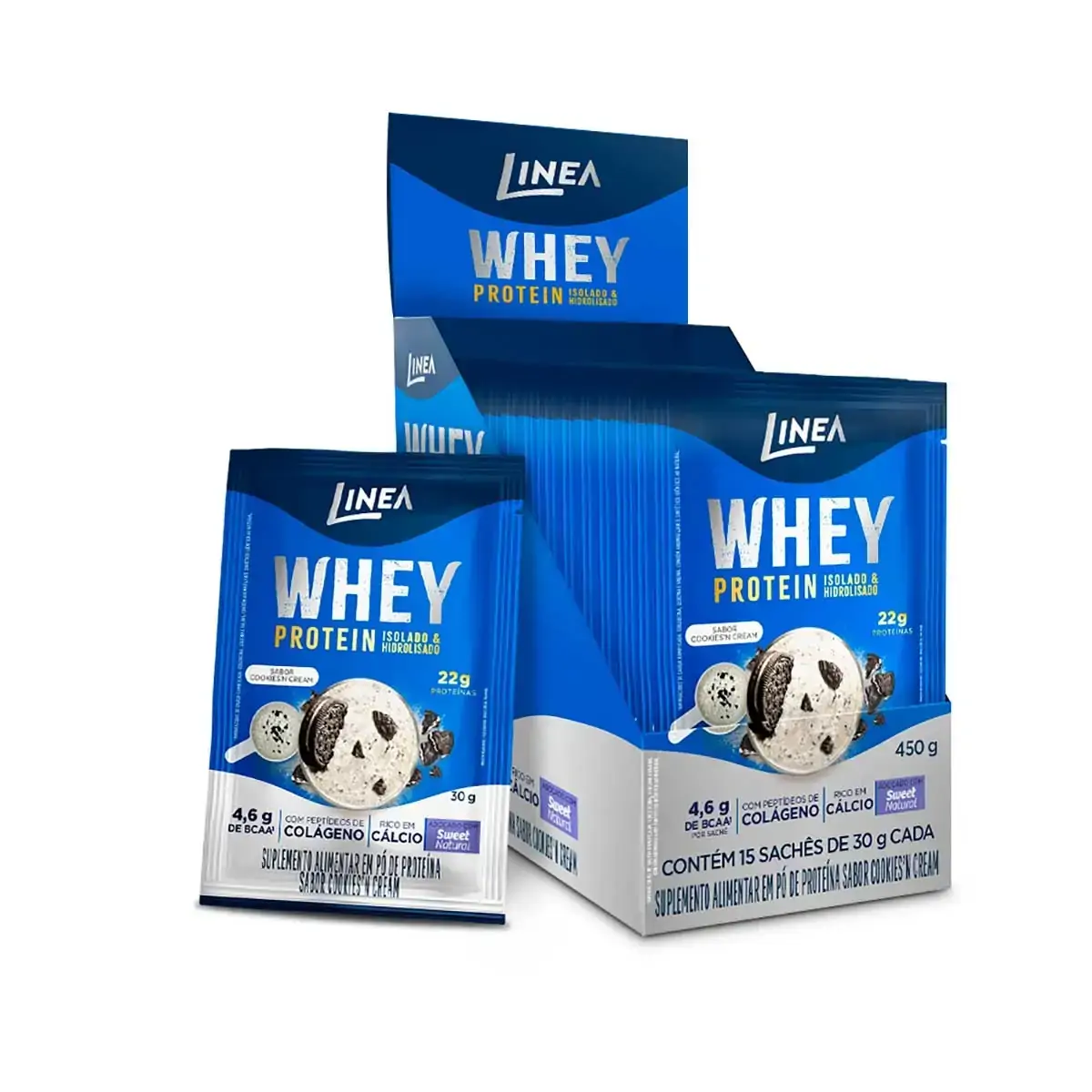 Whey Protein Cookies Cream Sache Linea 30g