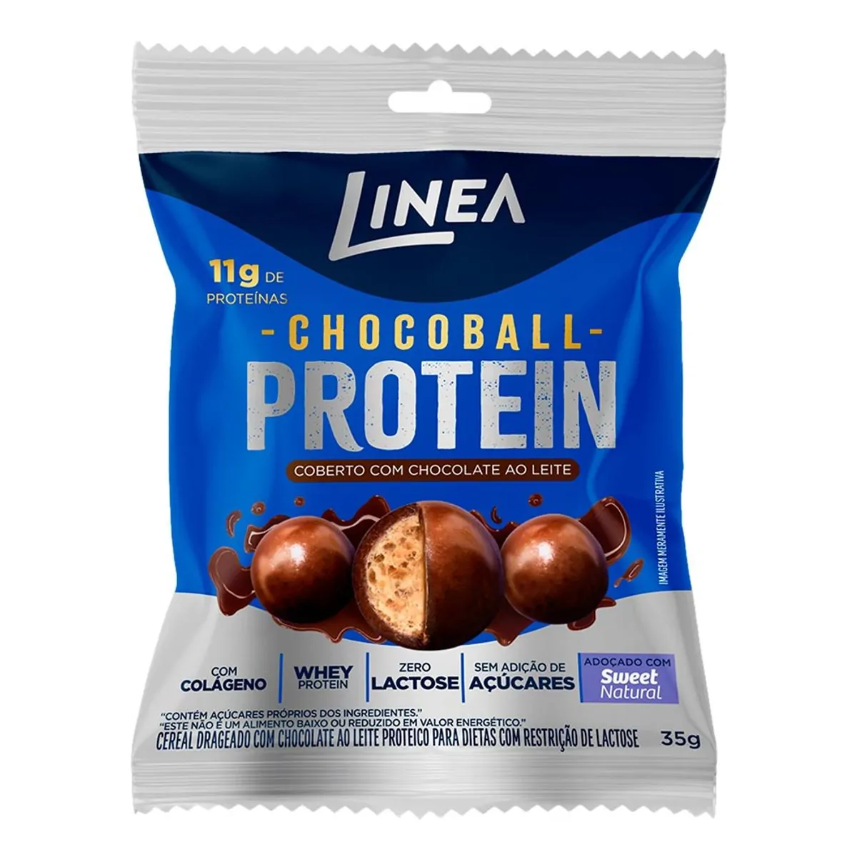 Confeito De Chocolate Ao Leite Zero Lactose Linea Chocoball Protein Caixa 280g 8 Unidades