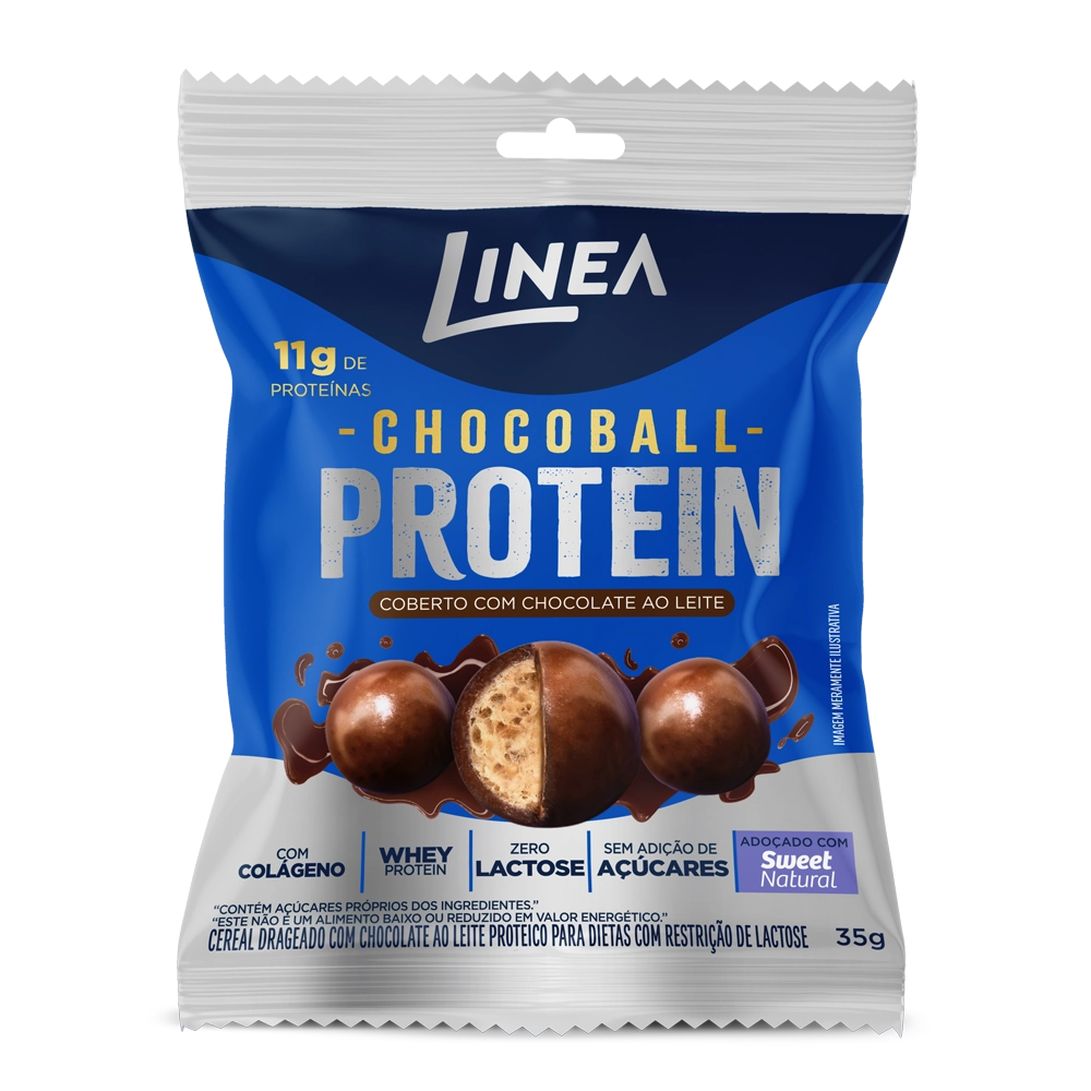 Confeito de Chocolate ao Leite Zero Lactose Linea Chocoball Protein 35g