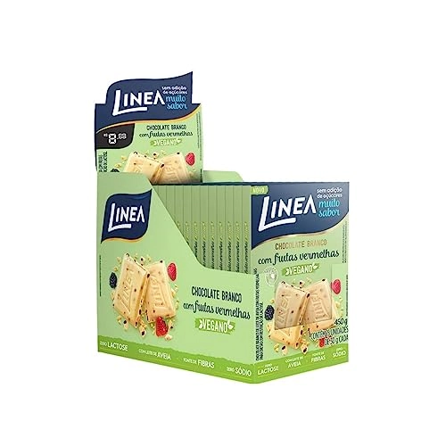 Chocolate Vegano Branco Com Frutas Vermelhas Linea Caixa 450g 15 Unidades