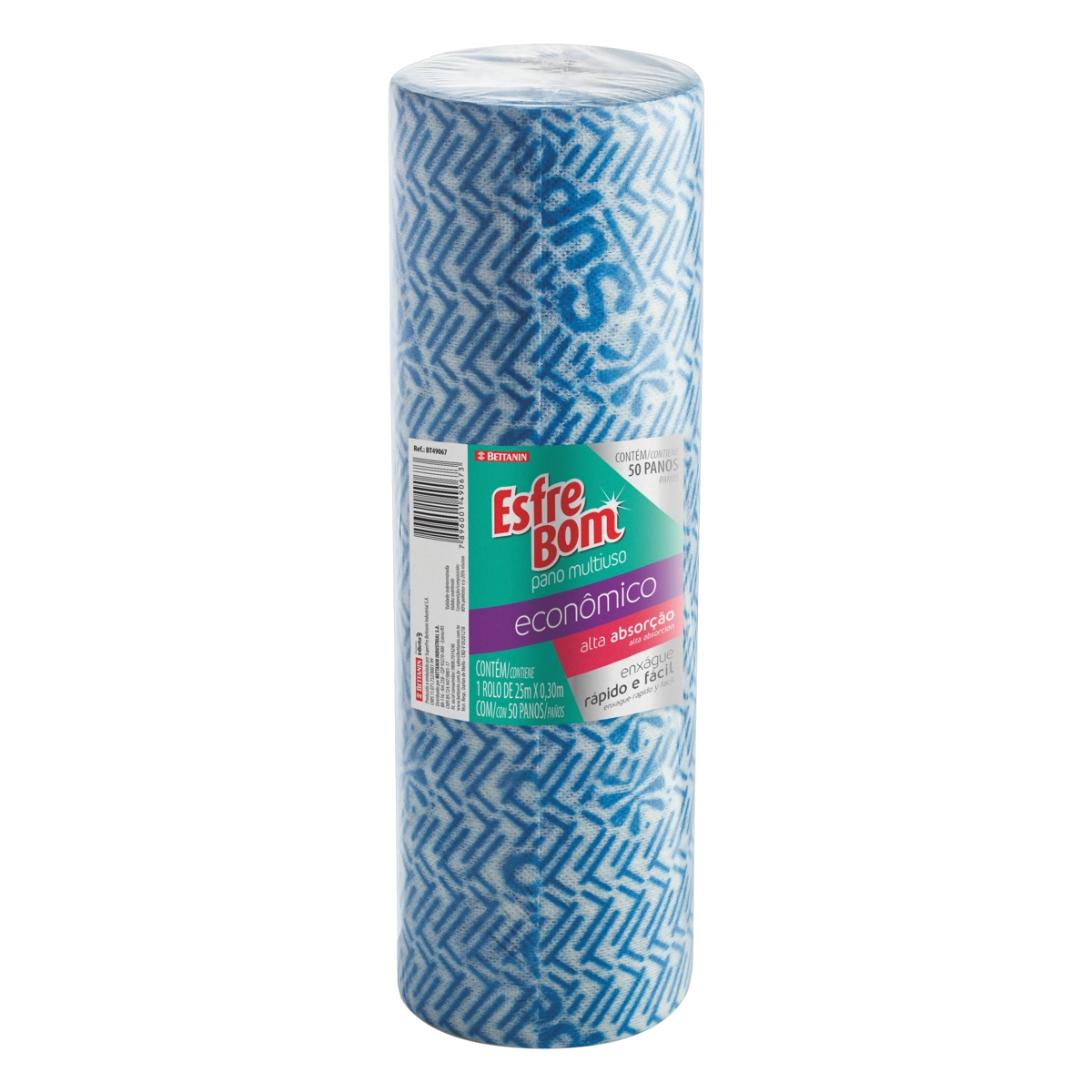 Pano Multiuso Em Rolo Azul Esfrebom Alta Absorção 50 Unidades
