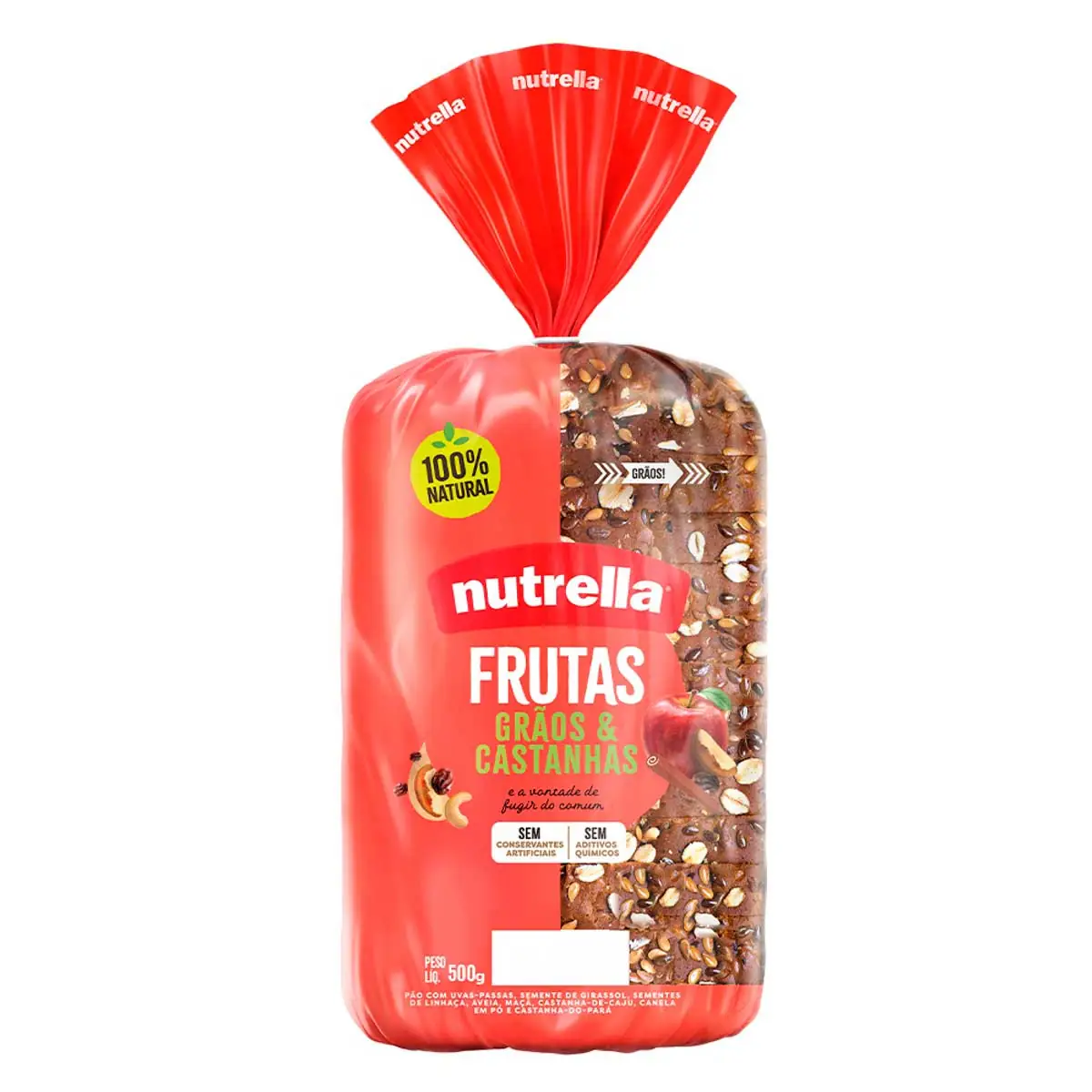 Pão Frutas, Grãos &amp; Castanhas Nutrella 500g